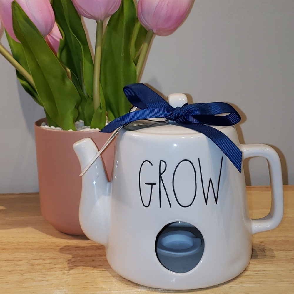 Rae dunn GROW Teapot Watering Can Birdhouse